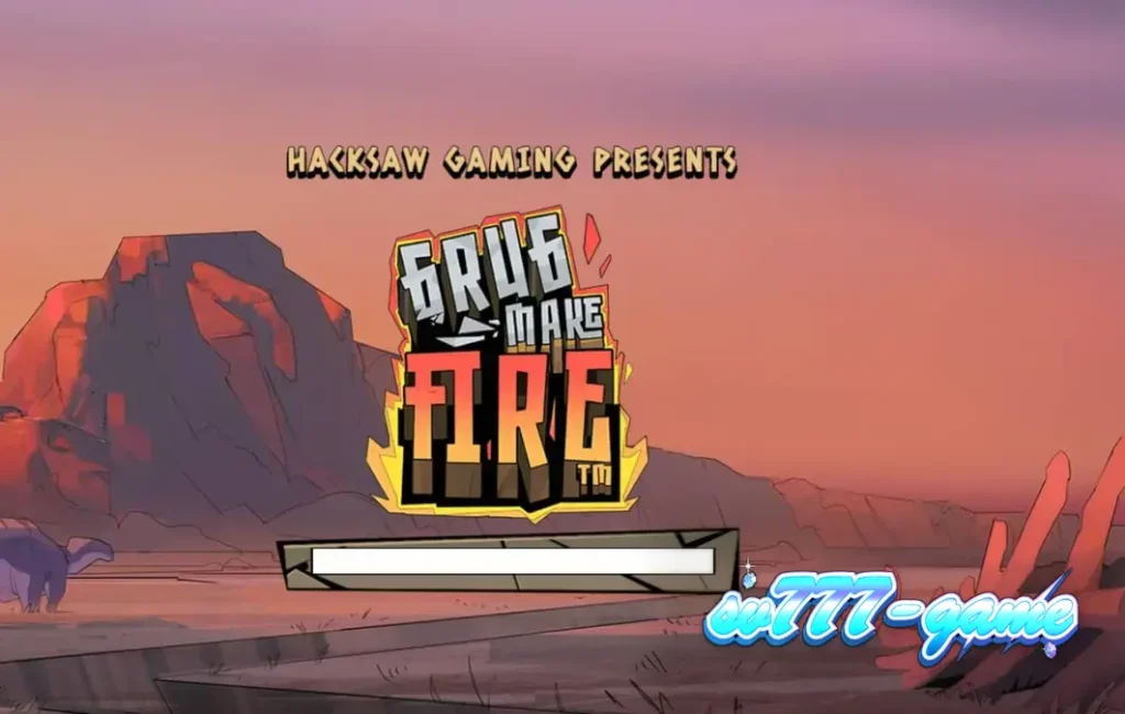 Tampilan visual slot Grug Make Fire dengan karakter caveman yang ikonik dan elemen api.